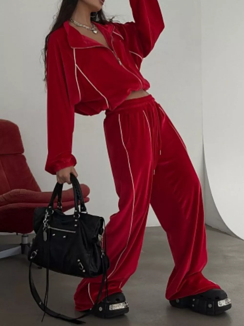 Zip Up Long Sleeve Top and Pants Set, image 21
