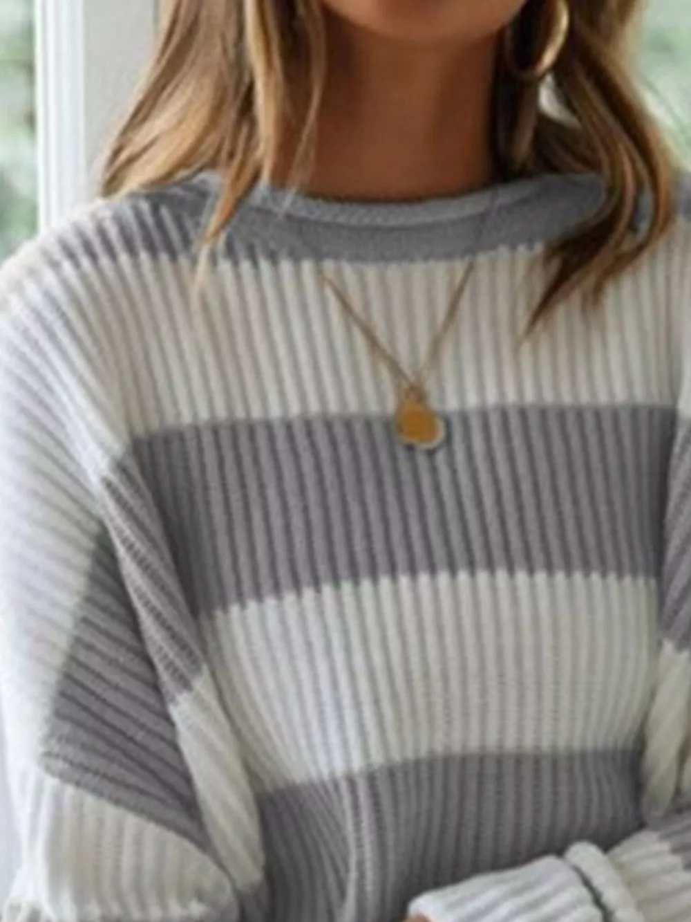 Contrast Striped Round Neck Sweater, image 9