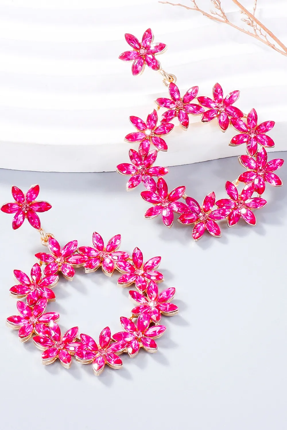 Rhinestone Flower Dangle Earrings, image 8