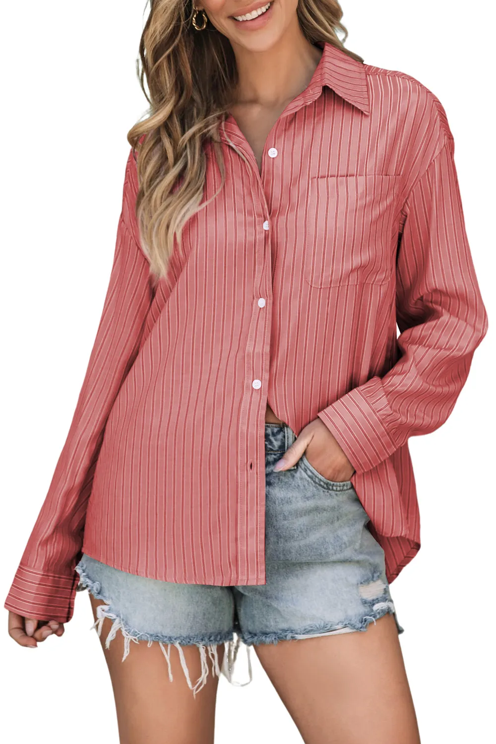 Striped Button Up Long Sleeve Shirt, image 25