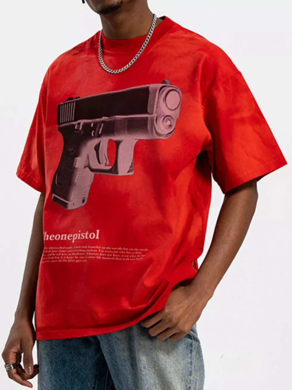 Men's Graphic Round Neck Oversized T-Shirt, image 2