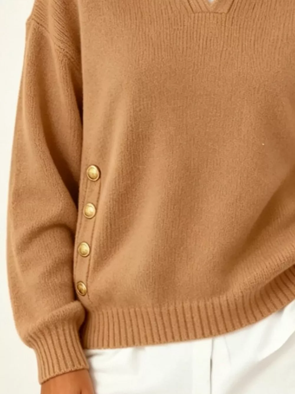 Chic Collared Decor-Button Sweater, image 12