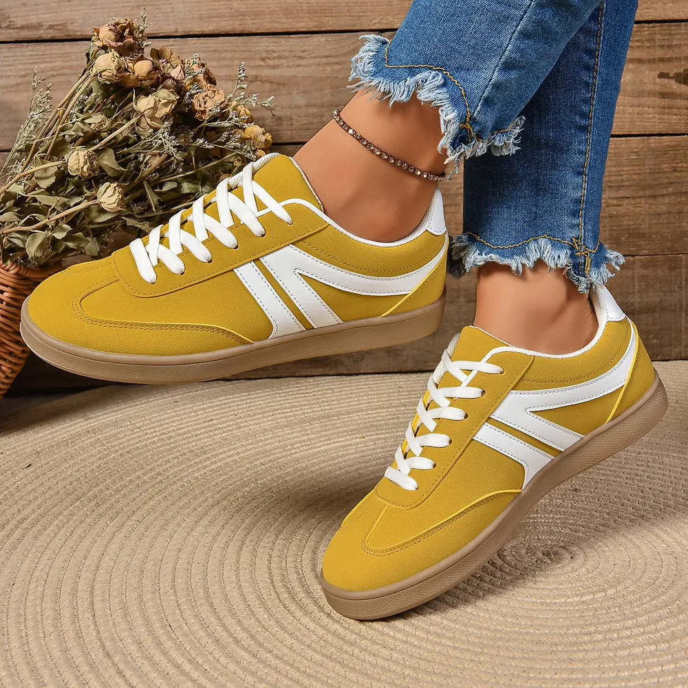Lace Up Round Toe Flat Sneakers, image 4