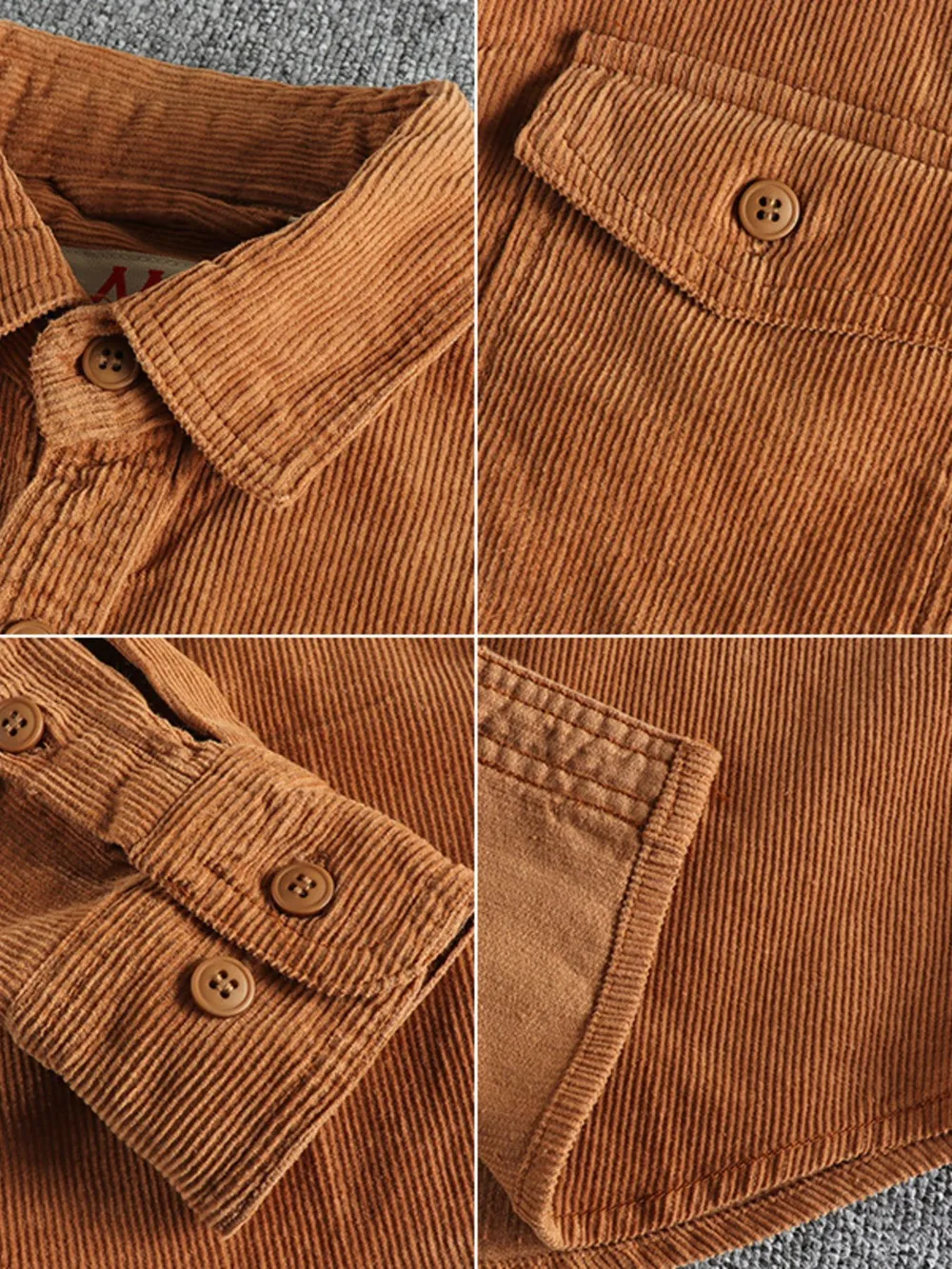 Men's Plus Size Corduroy Long Sleeve Button Up Shirt, image 9