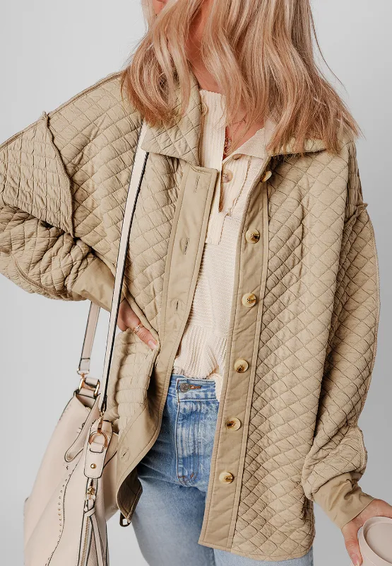 Exposed Seam Collared Neck Button Up Shacket, image 10