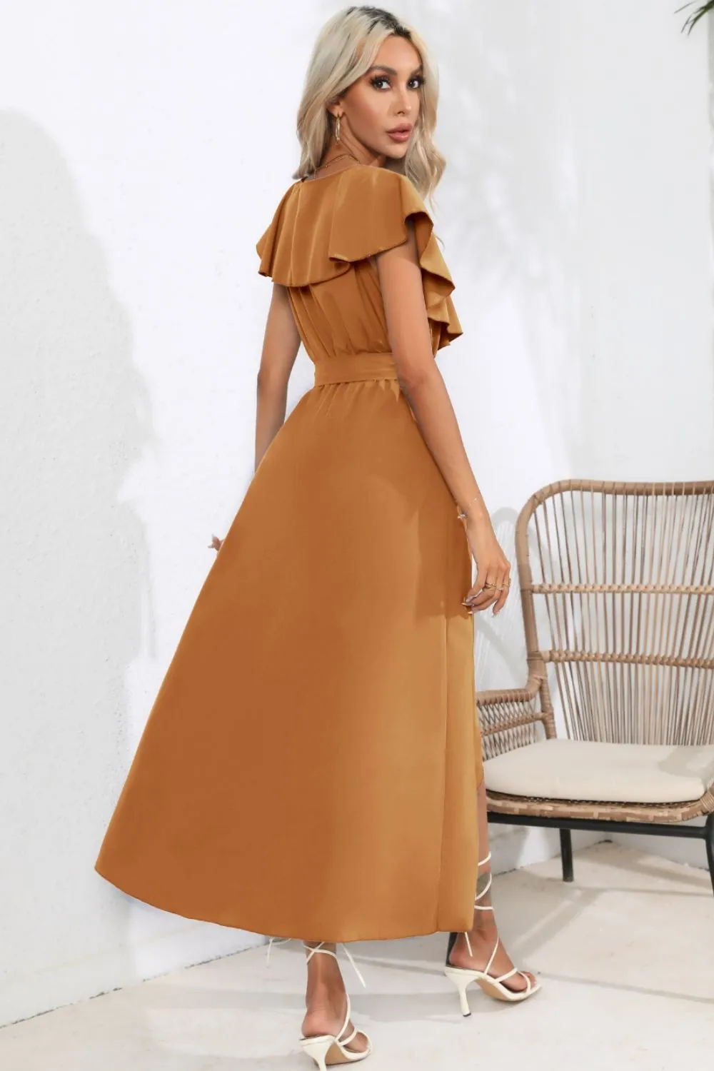 Ruffled Tied V-Neck Midi Dress, image 15