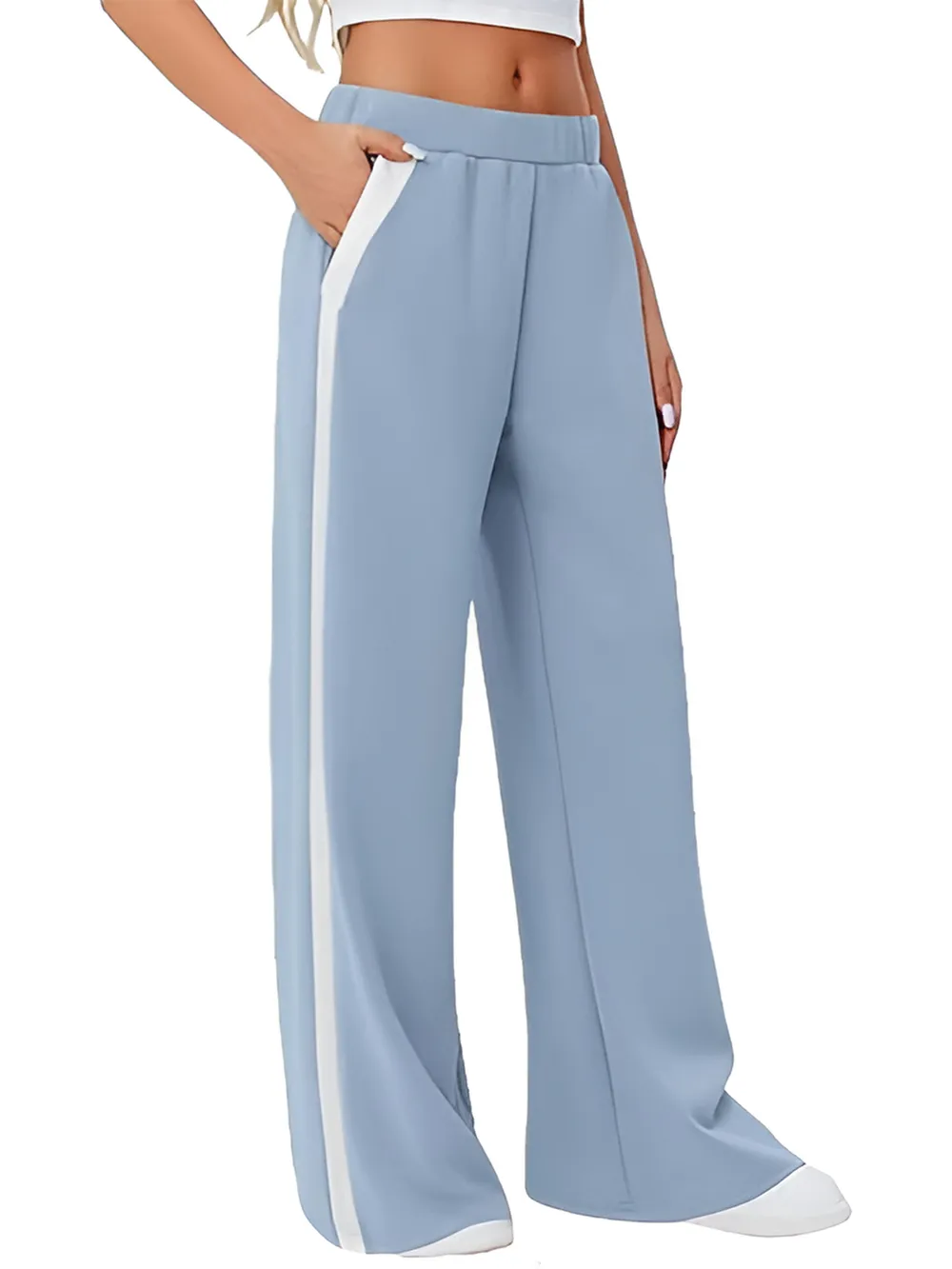 Side Striped Wide Leg Pants, image 9