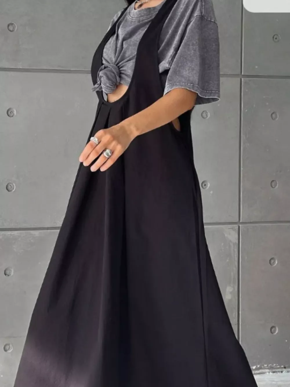 Pleated Overall Dress with Pockets, image 2