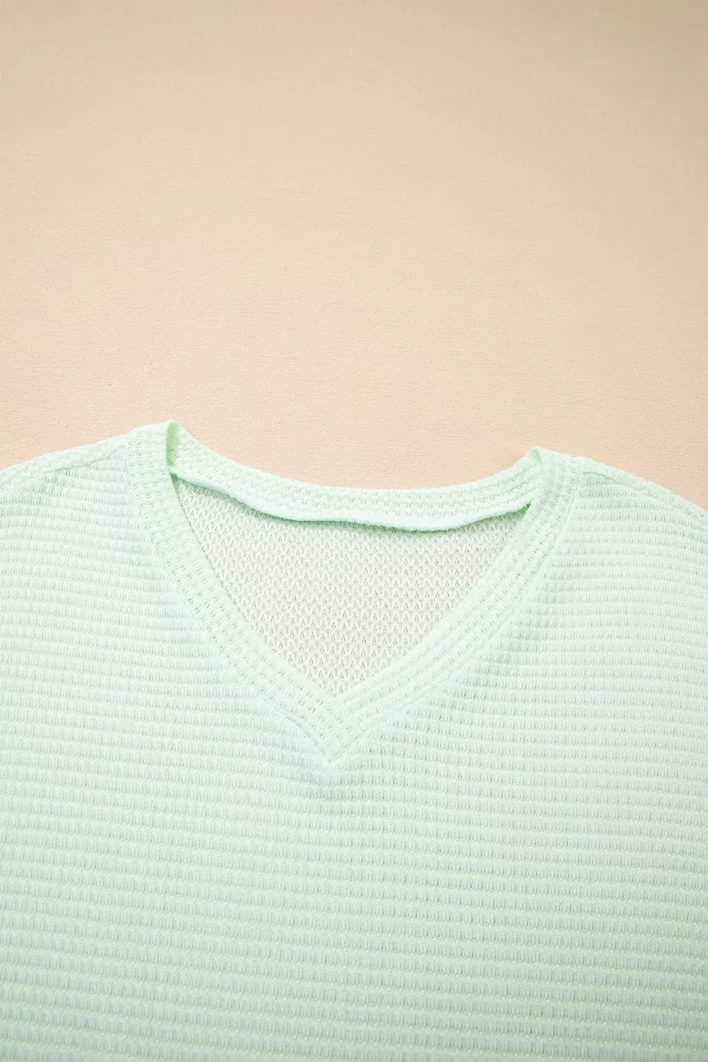 V Neck Short Sleeve Plus Size Waffle Knit Top, image 15