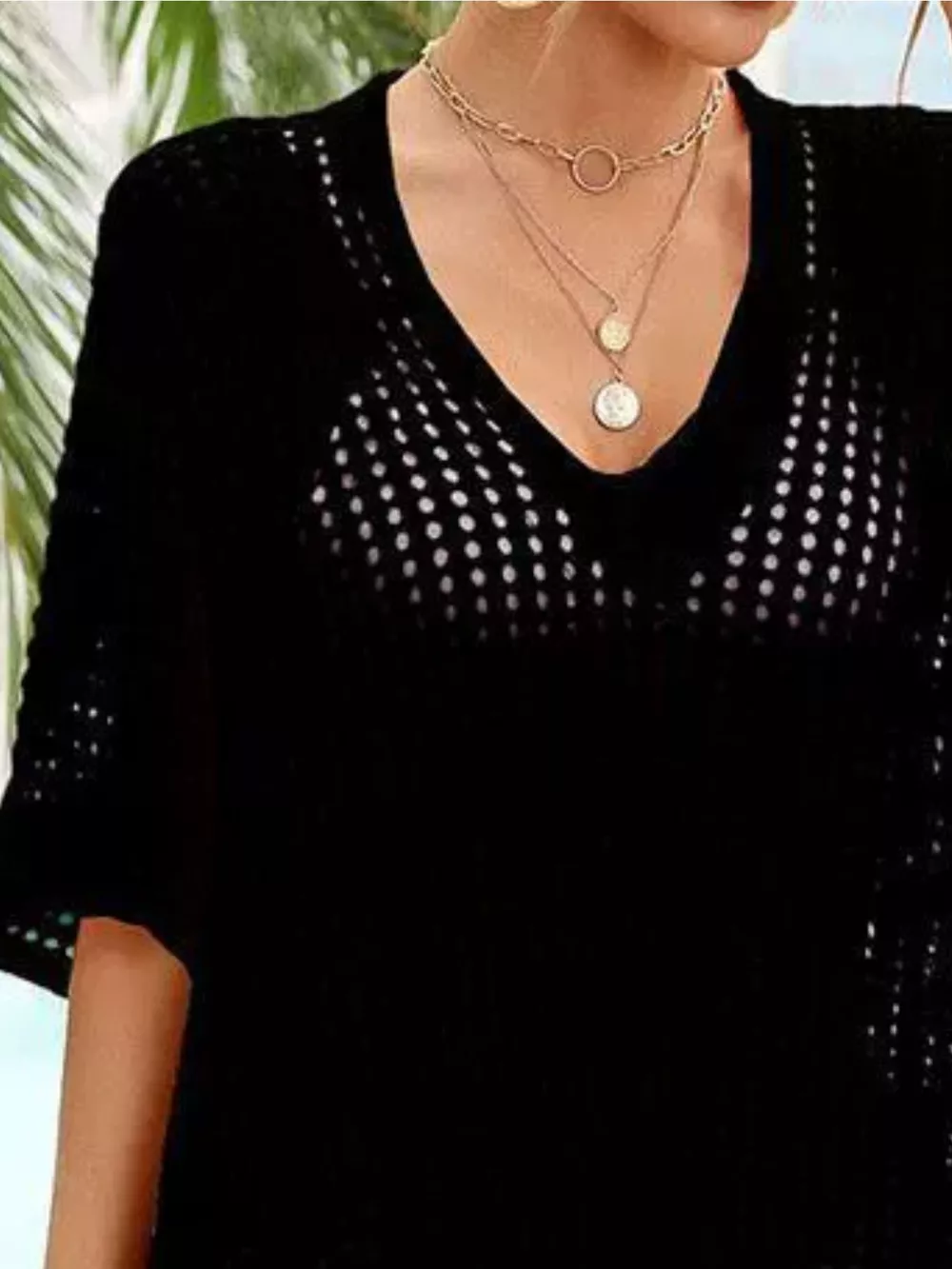 Crochet Rainbow Trim Cover-Up Dress, image 2