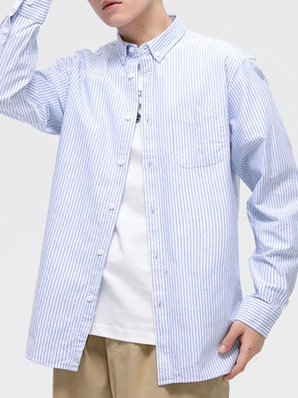 Men's Full Size Striped Button-Down Shirt Plus Size, image 2
