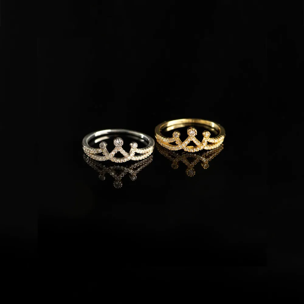 Crown Shape Inlaid Zircon 925 Sterling Silver Ring, image 7