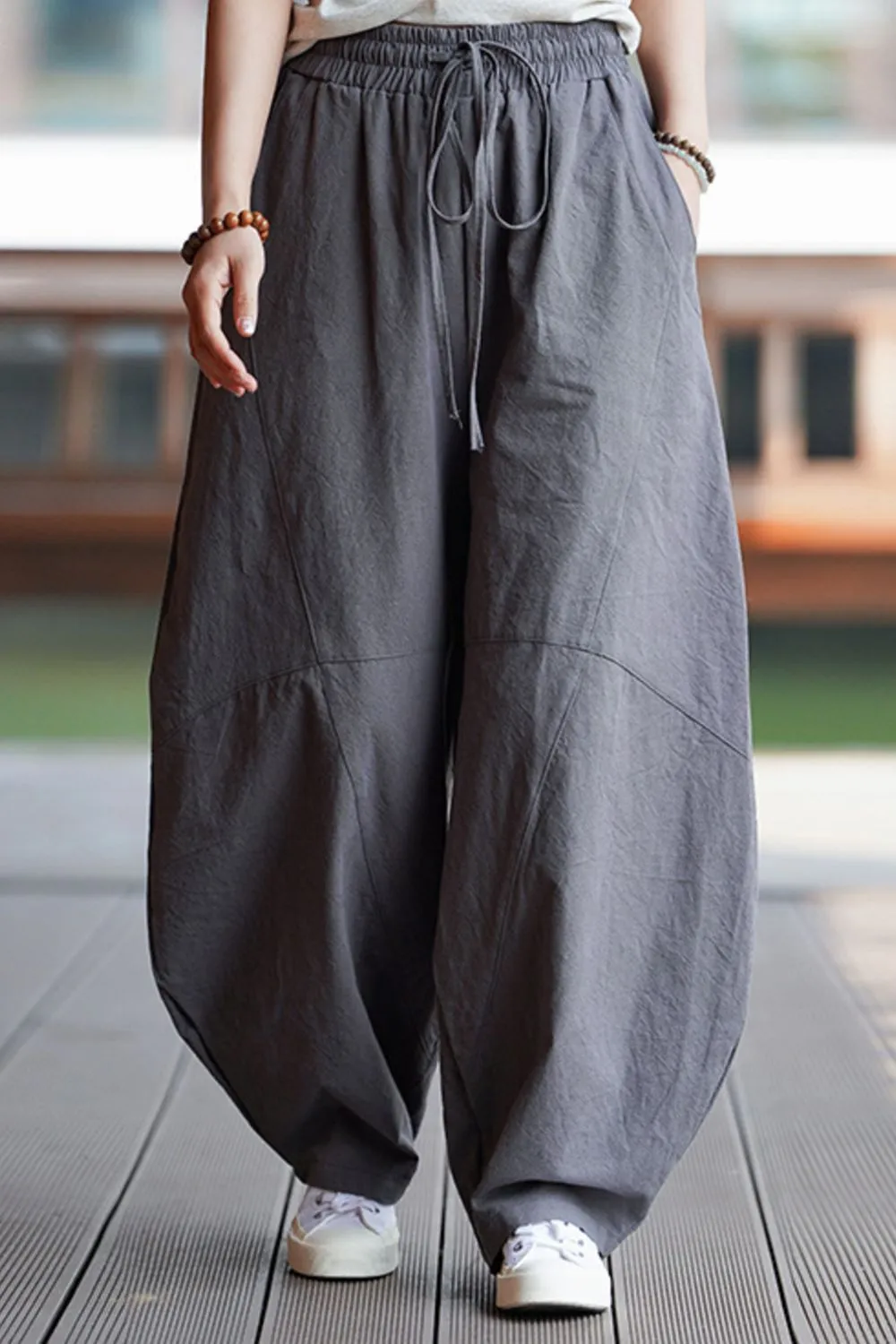 Men's Plus Size Casual Drawstring Wide Leg Pants, image 2
