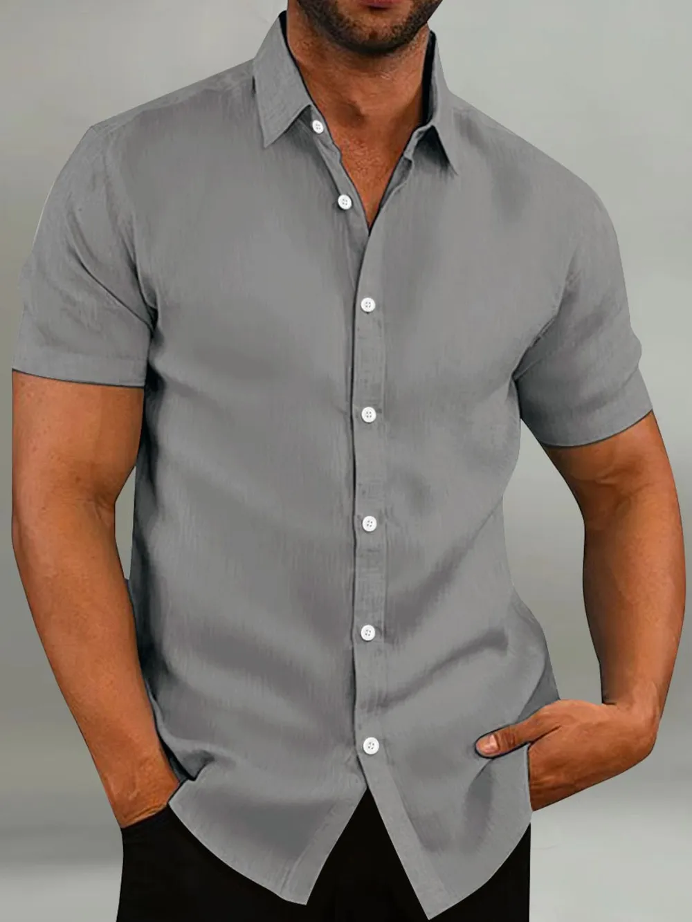 Men's Full Size Button Up Short Sleeve Shirt Plus Size, image 4