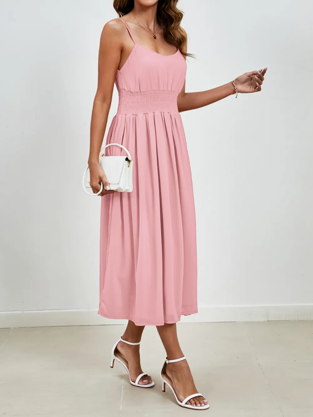 Scoop Neck Midi Cami Dress, image 6