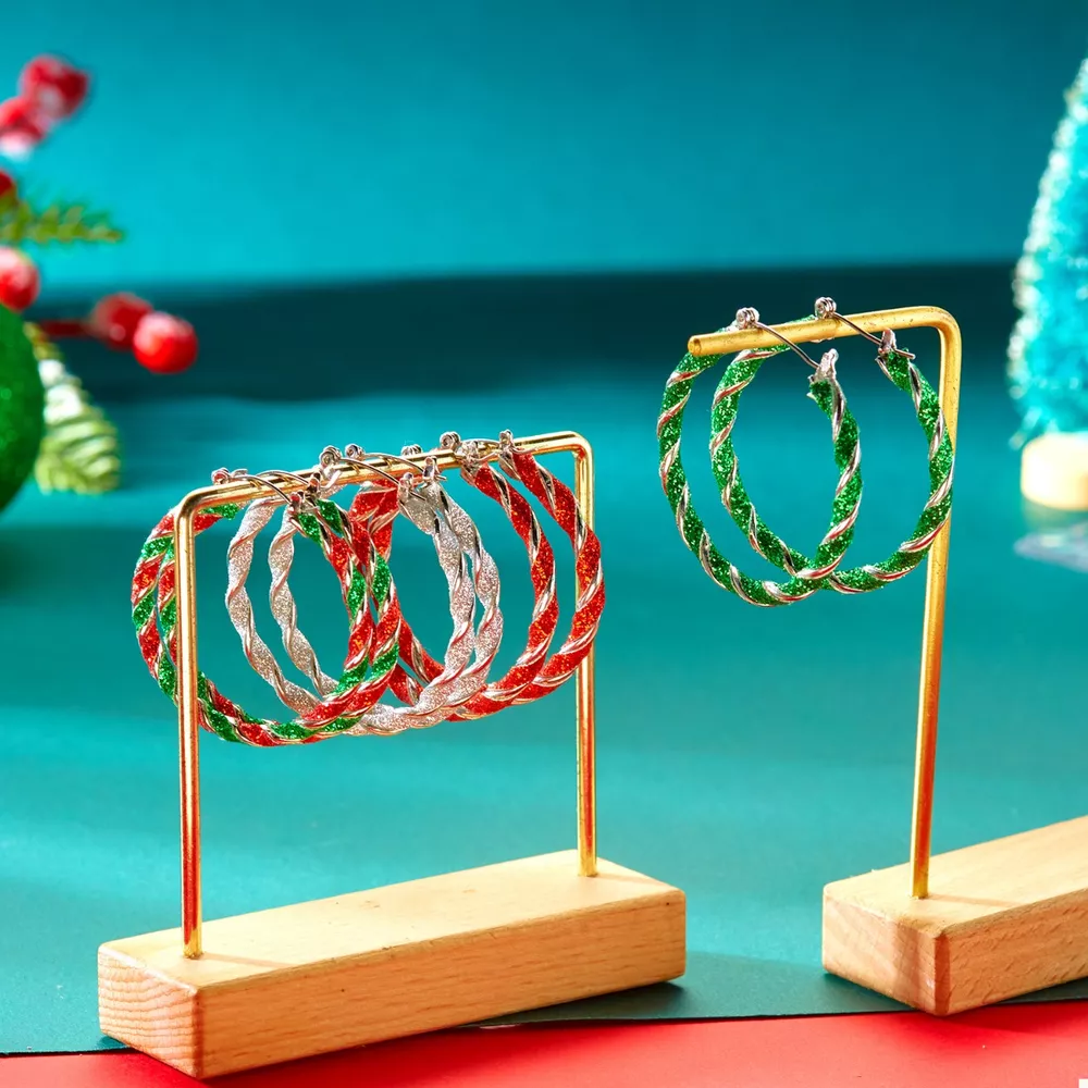 Christmas Twisted Hoop Earrings, image 2