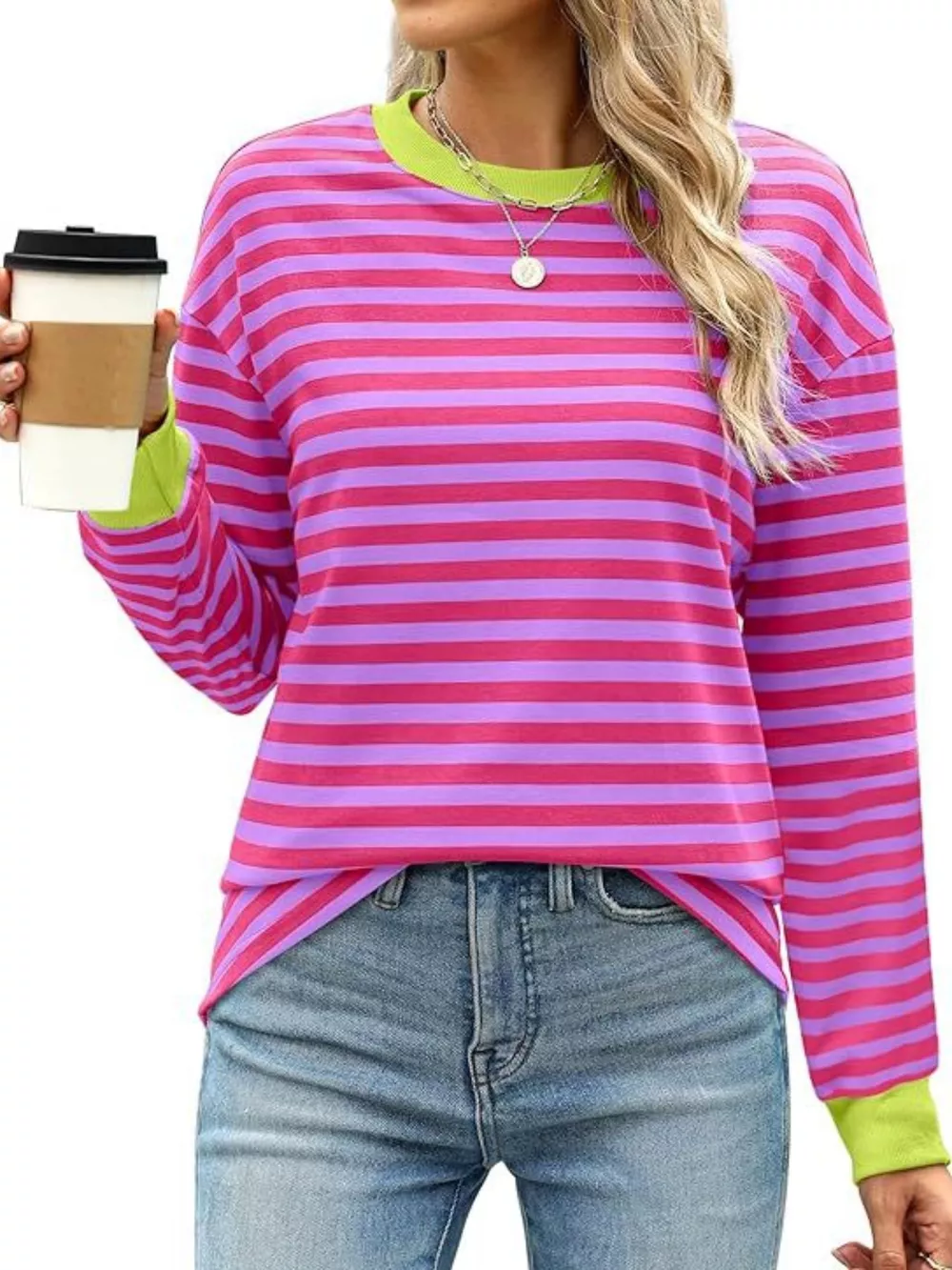 Striped Long Sleeve Casual T-Shirt, image 24
