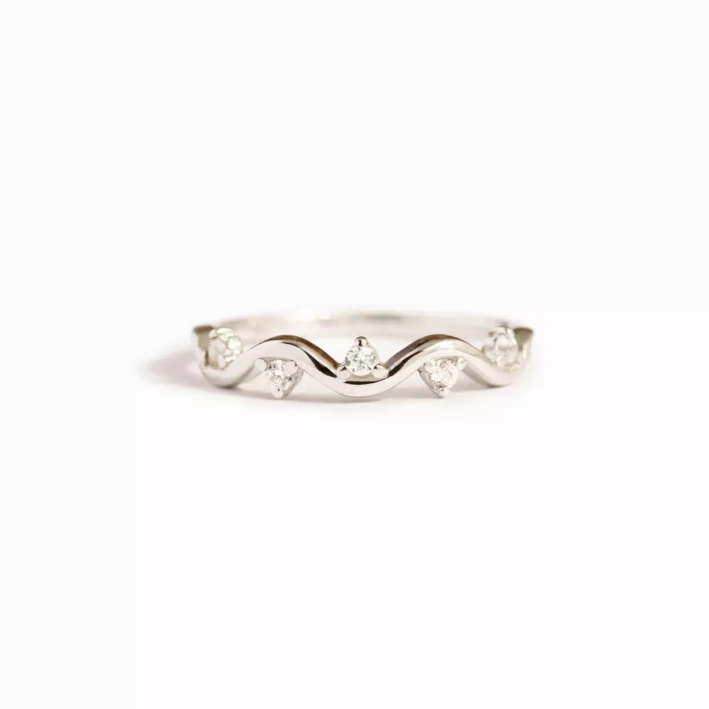 925 Sterling Silver Zircon Wave Ring, image 5