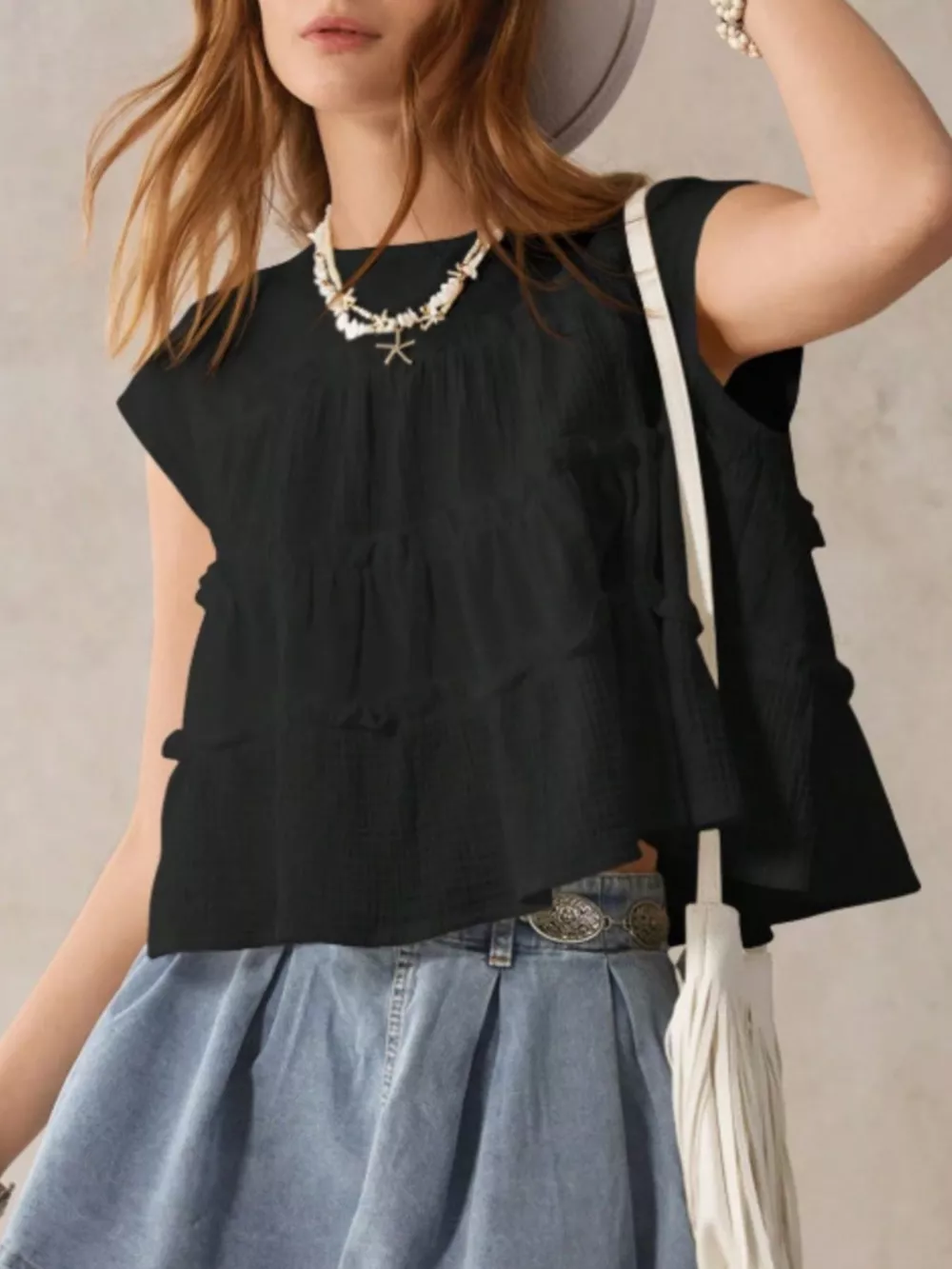 Tiered Cap Sleeve Blouse, image 7