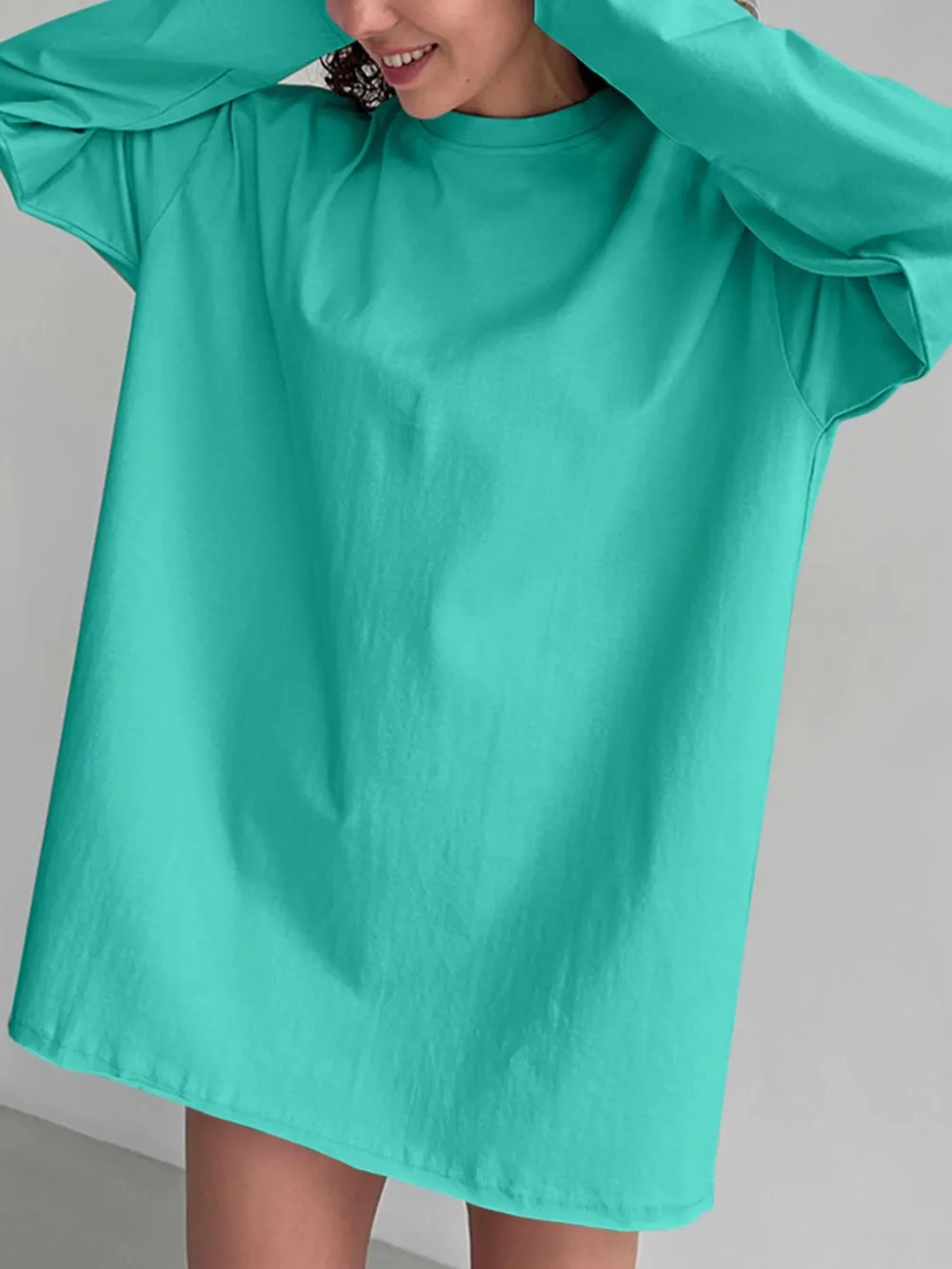 Round Neck Long Sleeve Oversized T-Shirt, image 26