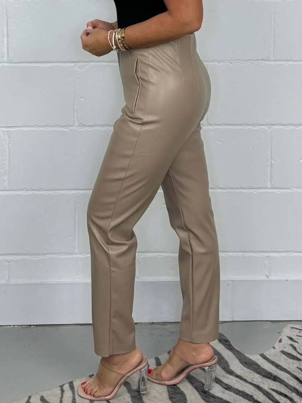 Full Size High Waist Straight Pants Plus Size, image 5