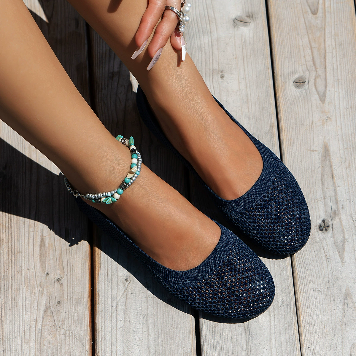 Solid Color Mesh Flat Slip-Ons, image 16