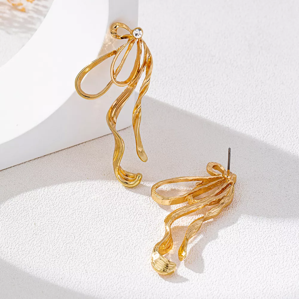 18K Gold-Plated Bow Earrings, image 3