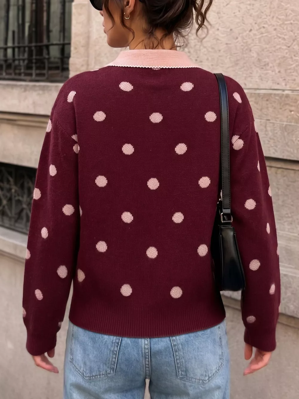 Polka Dot Collared Sweater, image 7
