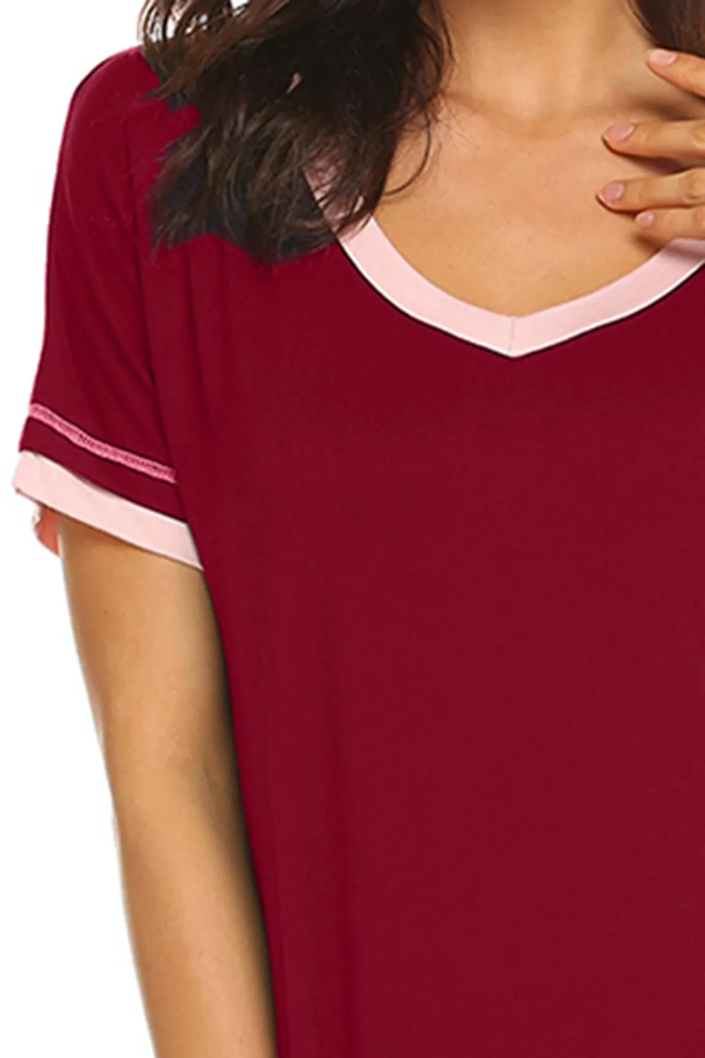 Contrast Trim Short Sleeve Lounge Dress, image 21