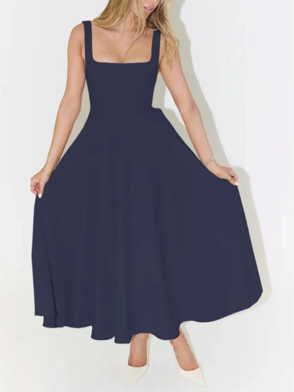 Square Neck Sleeveless Midi Dress, image 8