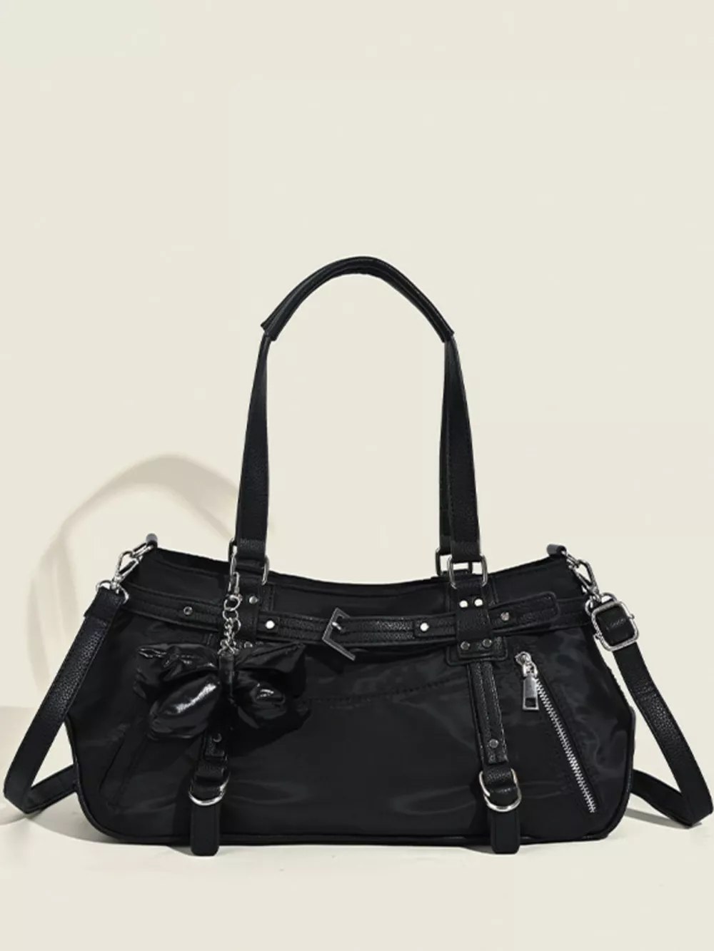 Buckle Decor Leather Handbag, image 3