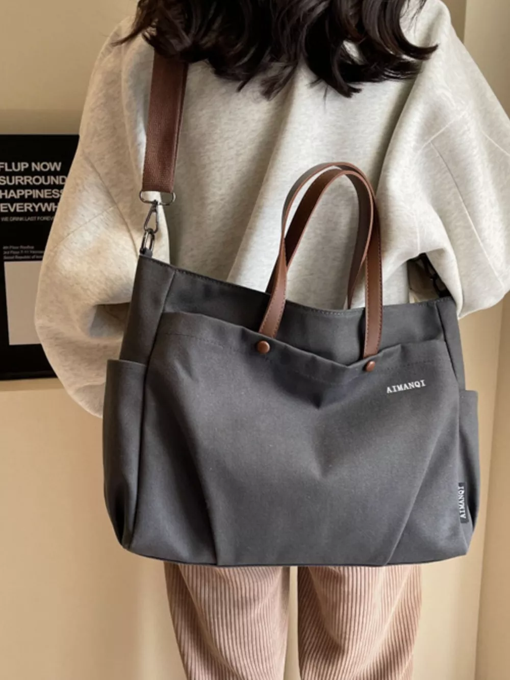 Canvas Tote Crossbody Bag, image 5