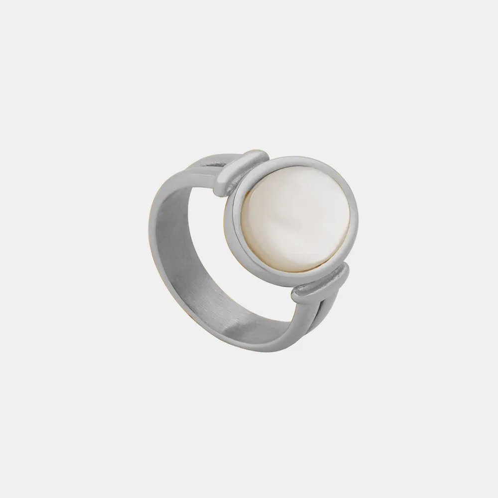 Titanium Steel White Sea Shell Ring, image 6