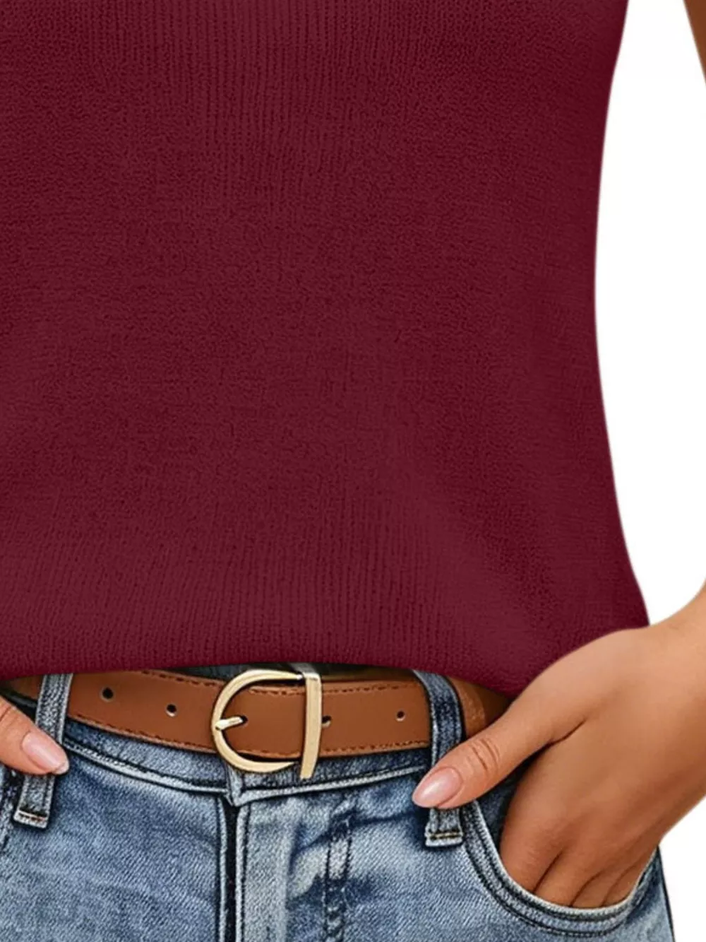 V-Neck Ribbed Knit Tank Top, image 24