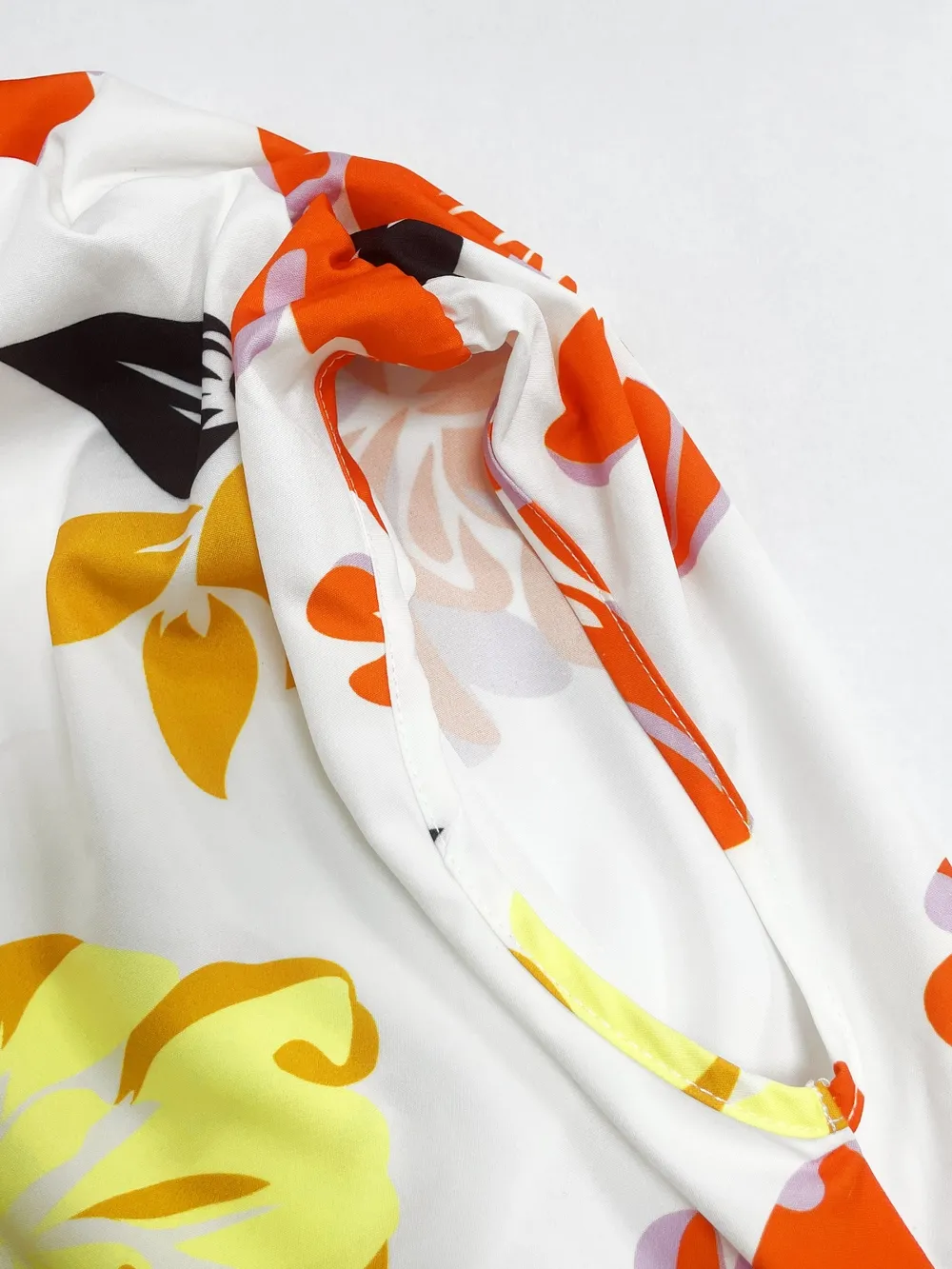 Floral Print One Shoulder Short Sleeve Blouse, image 6