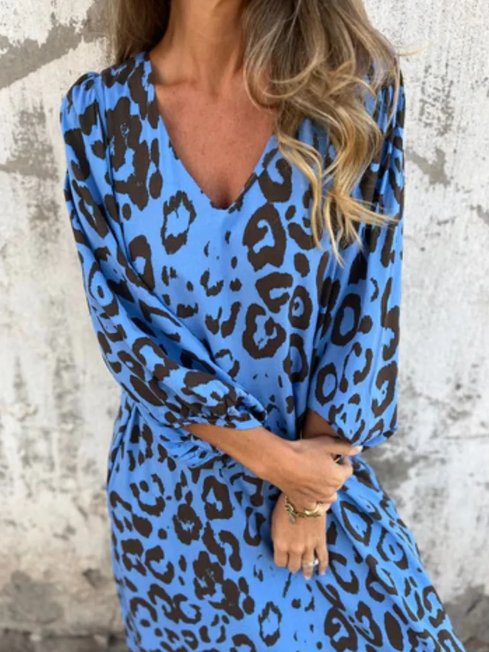 Full Size Printed V-Neck Dress with Pockets Plus Size, image 28