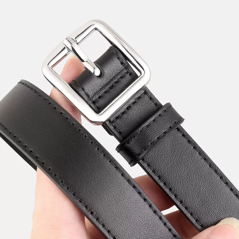 Leather Belt with Silver Buckle, image 2