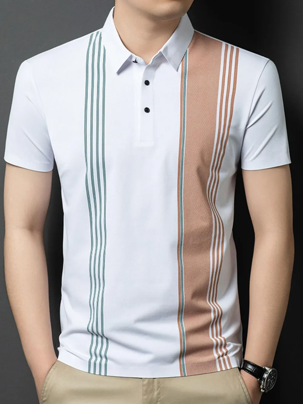 Men's Plus Size Contrast Short Sleeve Polo, image 3