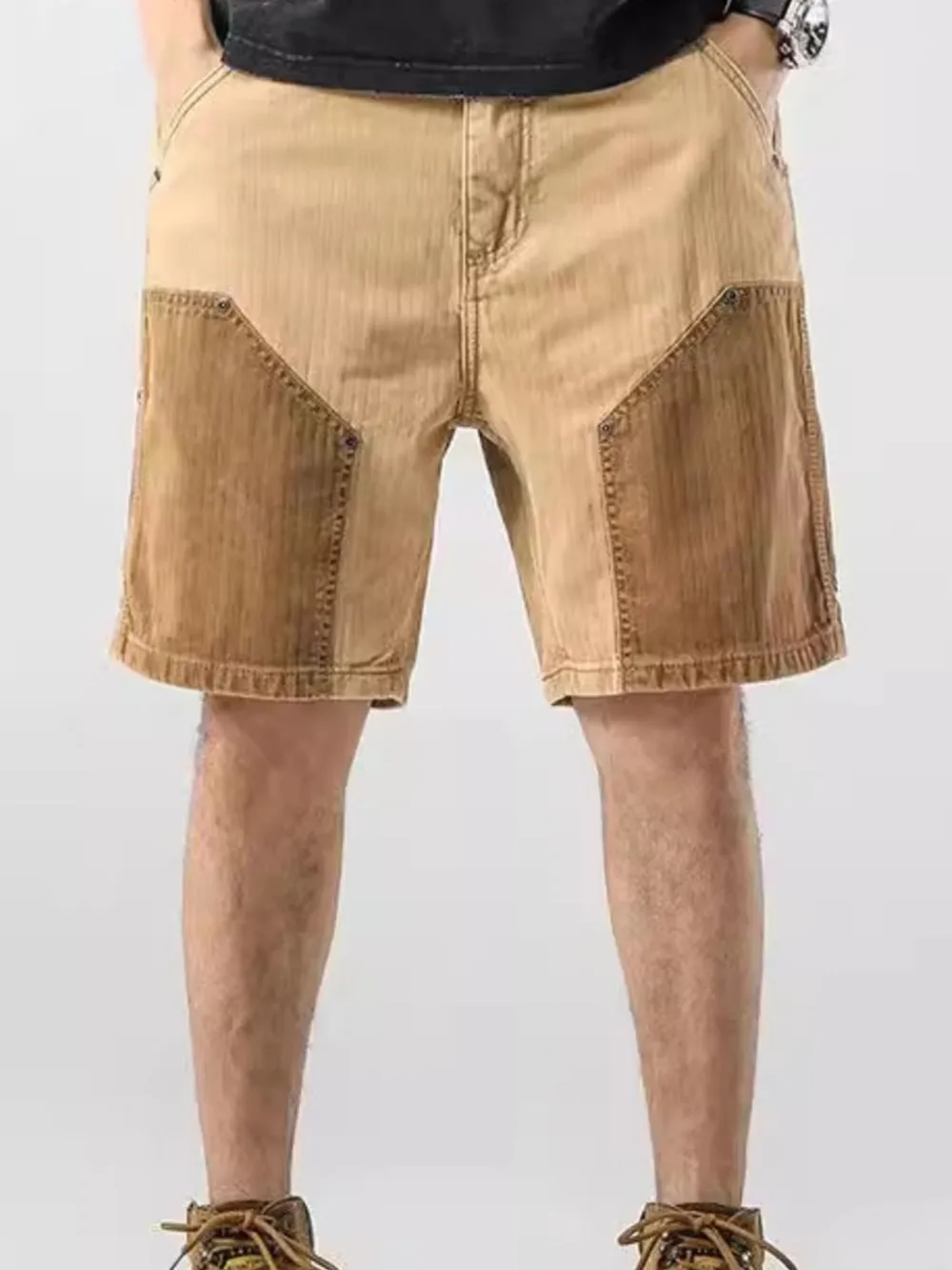 Men's Two-Tone Contrast Panel Casual Shorts, image 2