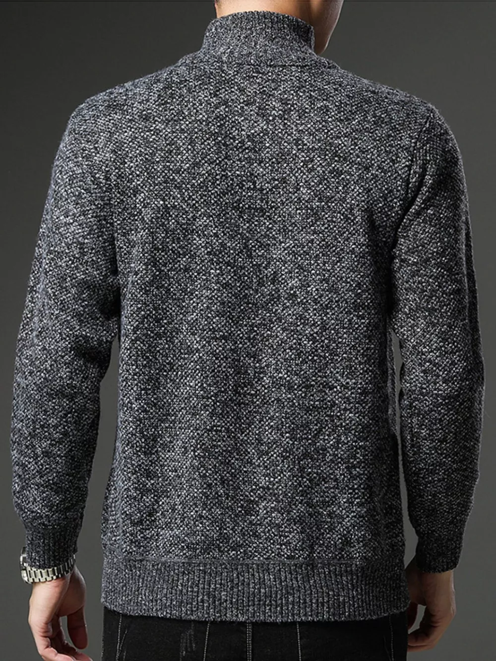 Men's Plus Size Half-Zip Knitted Pullover Sweater, image 5
