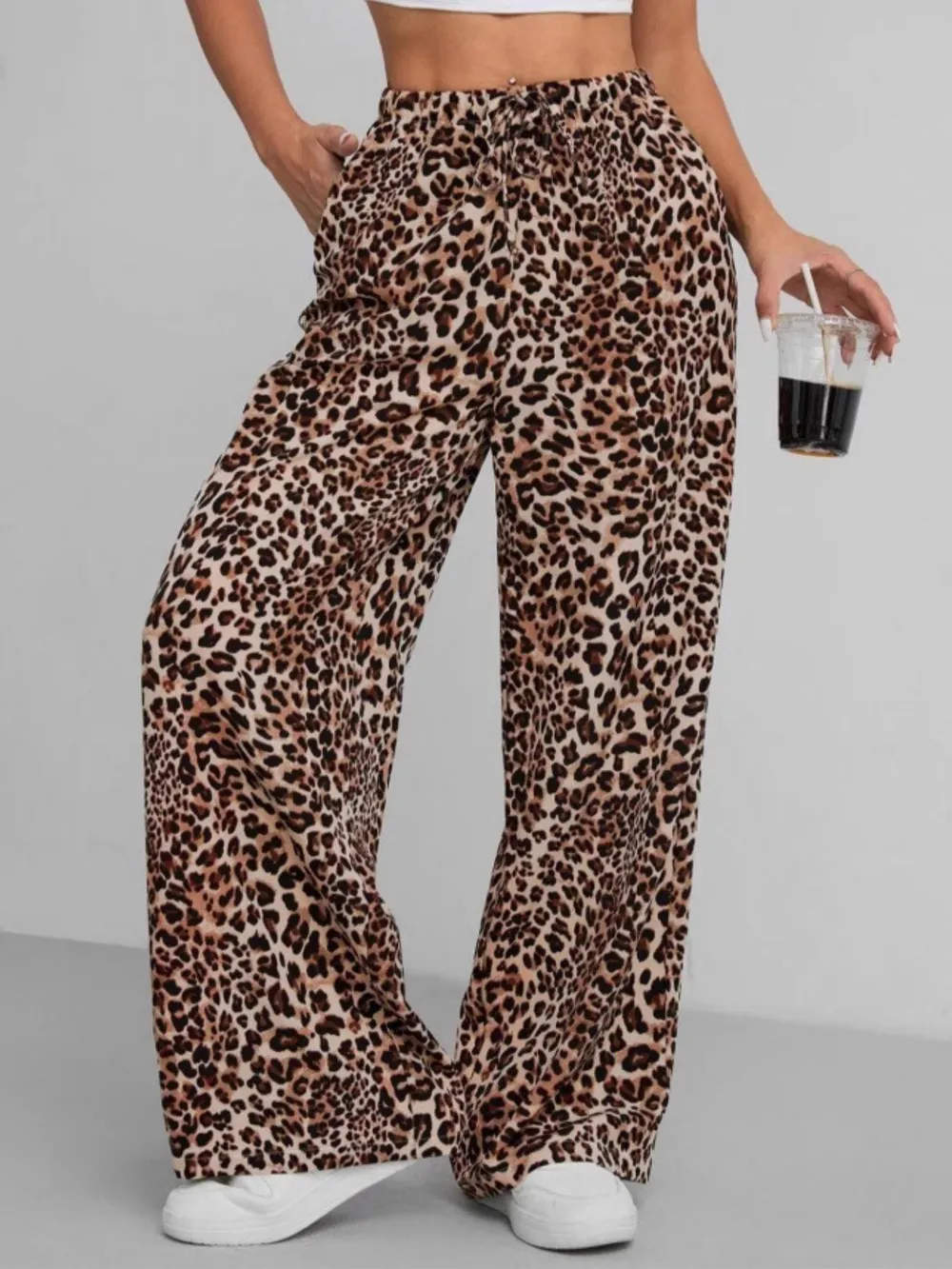 Leopard Print Wide Leg Pants, image 2