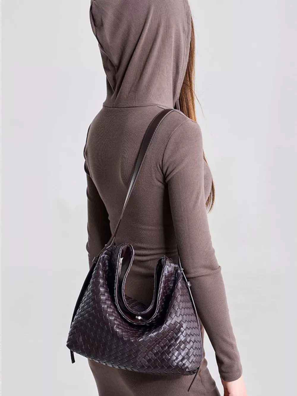 Woven Leather Hobo Shoulder Bag, image 4