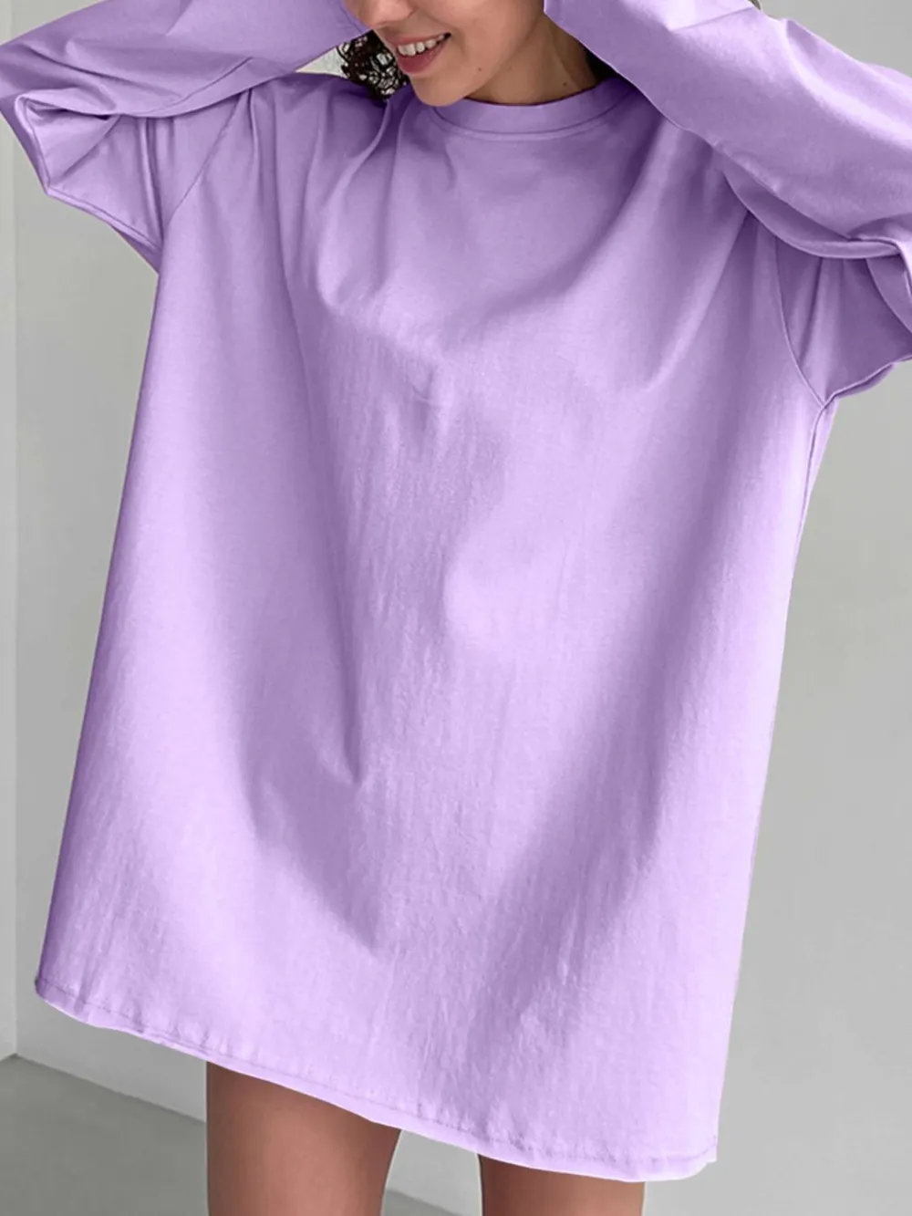 Round Neck Long Sleeve Oversized T-Shirt, image 21