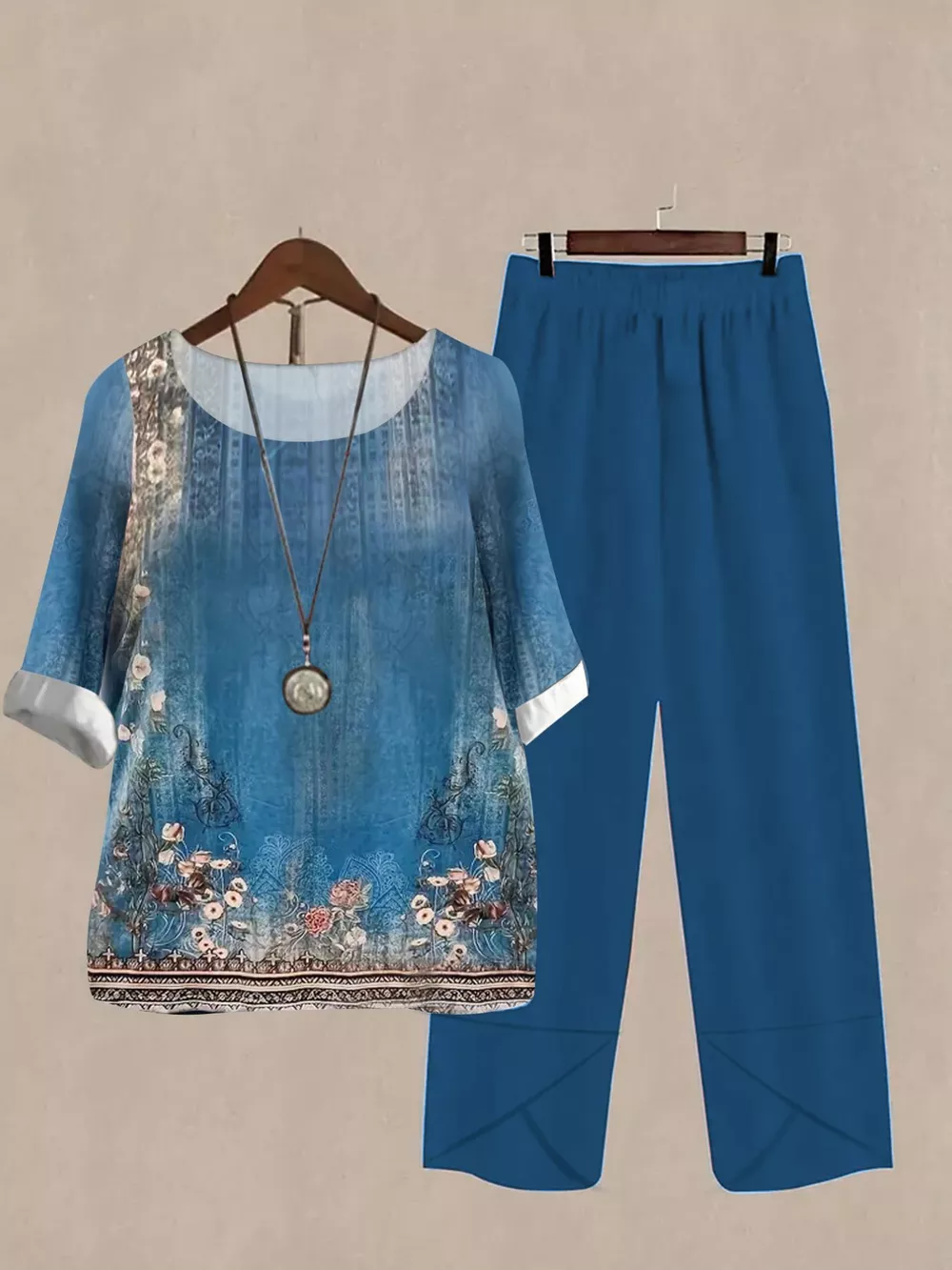 Printed Half Sleeve Top and Pants Set, image 12