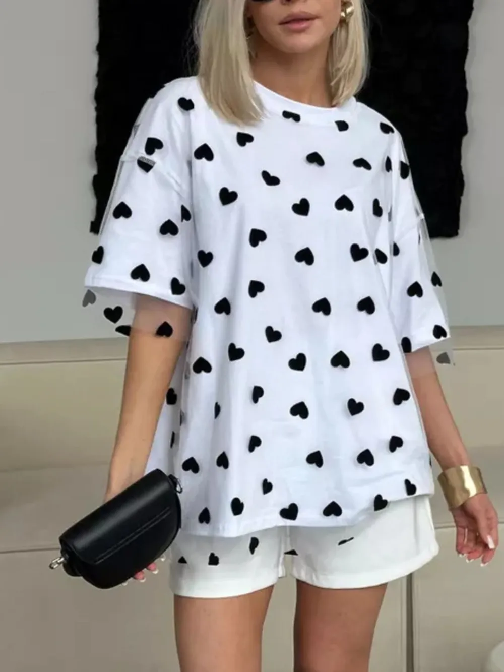 Heart Print Oversized T-Shirt, image 16