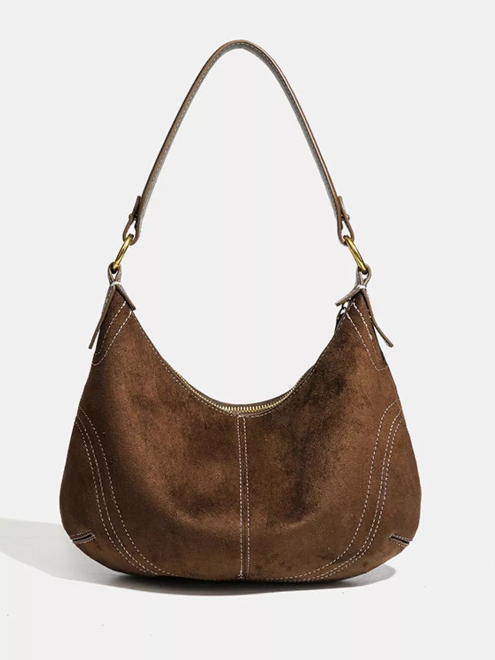 Vintage Suede Hobo Shoulder Bag, image 5