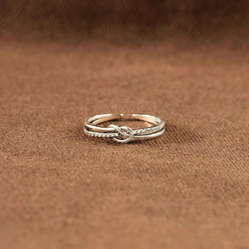 925 Sterling Silver Double-Layered Knot Ring, image 4
