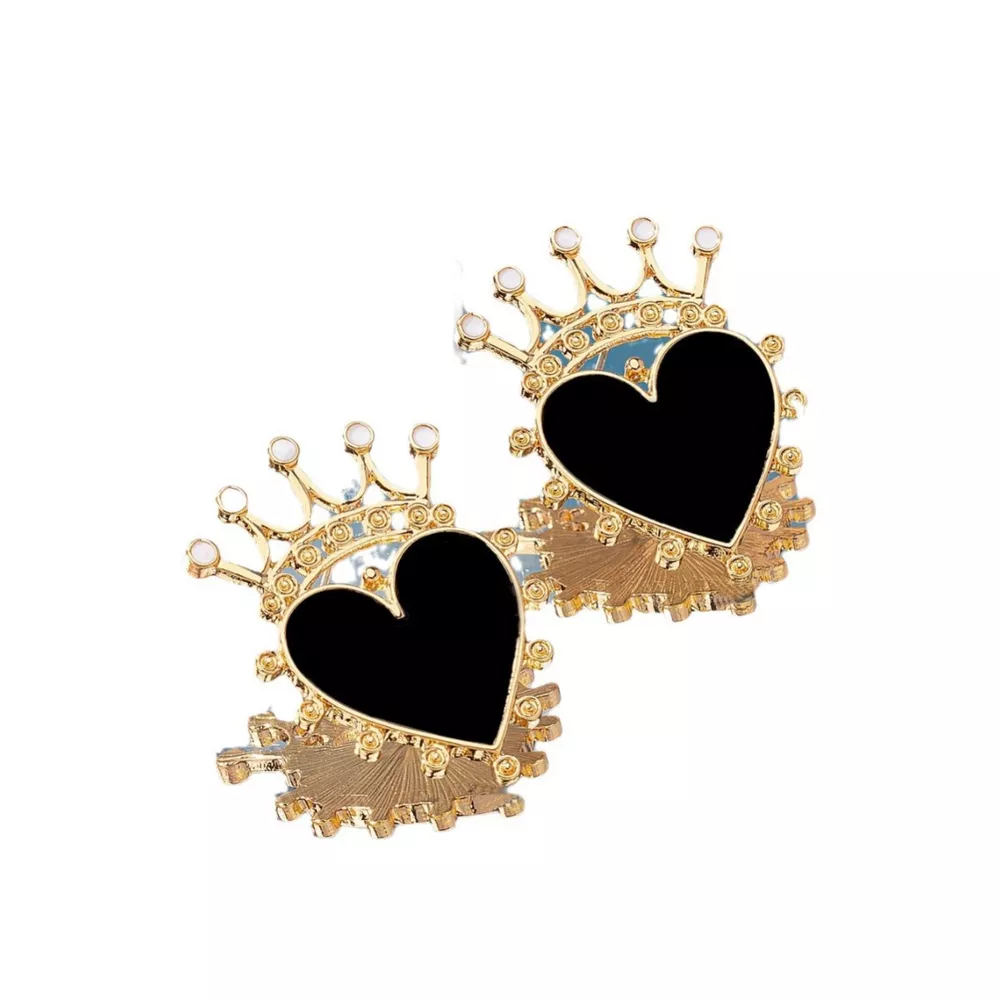 Crown Heart Stud Earrings, image 5