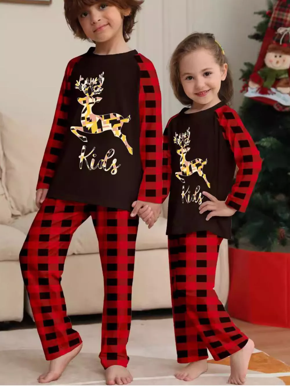 Full Size Family Matching Christmas Pajamas Set with Reindeer Graphic Plus Size, image 8