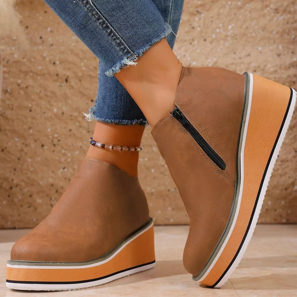 Round Toe Wedge Ankle Boots, image 16